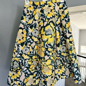 H&M Floral A-Line Skirt - Yellow and Dark Green